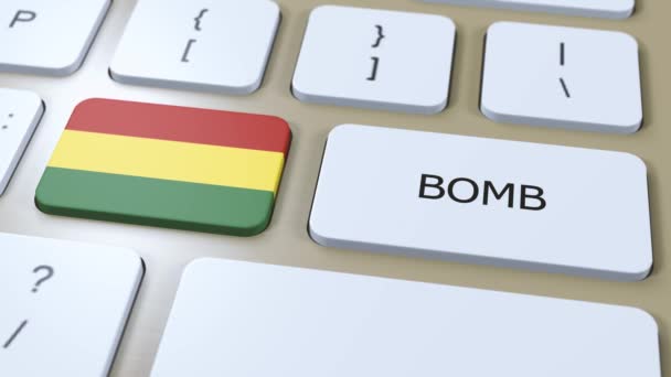 Bolivia Country National Flag and Text Bomb on Button. War Concept. - Footage, Video