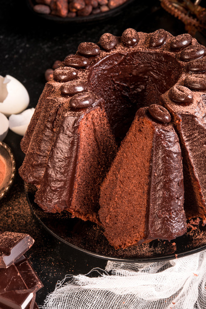 Chocolate cake close up - Фото, зображення