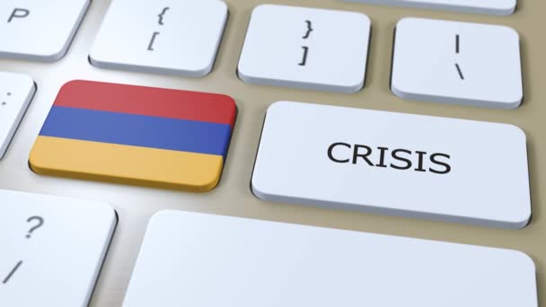 Armenien-Krise im Land. Nationalflagge und Schaltfläche mit Text. - Filmmaterial, Video