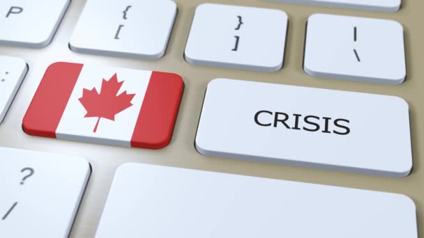 Kanada Krise im Land. Nationalflagge und Schaltfläche mit Text. - Filmmaterial, Video
