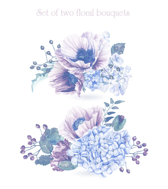 Set of watercolor floral bouquets for design. - Photo, Image