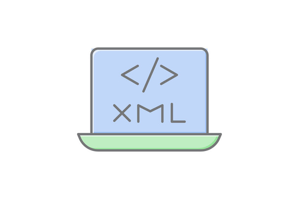 XML icon, extensible, markup, language, data lineal color icon, editable vector icon, pixel perfect, illustrator ai file - Vector, Image