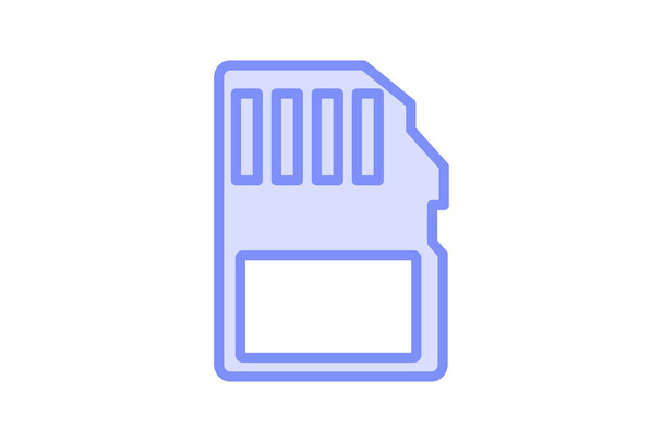 Icona della scheda di memoria, scheda, memorizzazione, dati, icona digitale a due righe, icona vettoriale modificabile, pixel perfetto, illustratore ai file - Vettoriali, immagini
