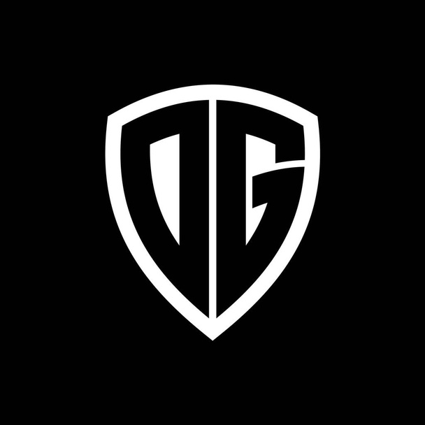 Logo monogramme DG avec lettres en gras forme de bouclier avec modèle de conception de couleur noir et blanc - Photo, image