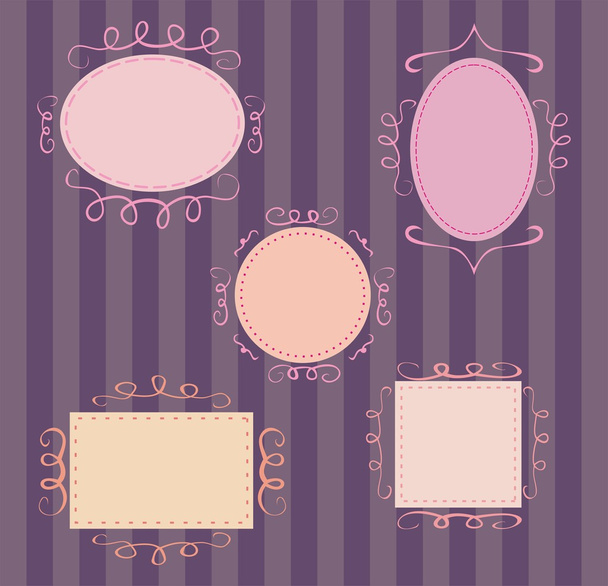 Conjunto de lindos marcos vectoriales retro de color rosa dibujado a mano
 - Vector, imagen
