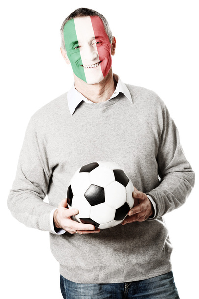 Mature man with Italy flag on face. - Valokuva, kuva
