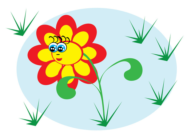 cartoon flower on isolated background - Wektor, obraz