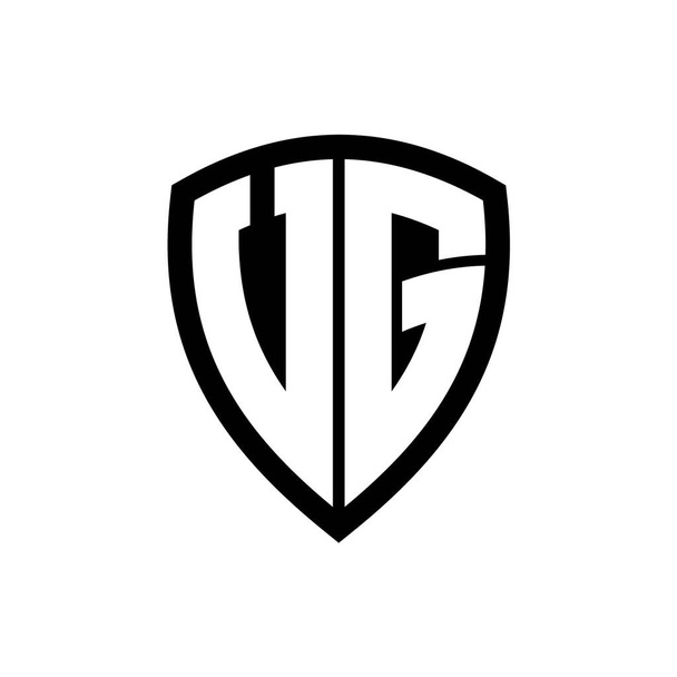 logo monogramma VG con lettere grassetto forma scudo con modello di design in bianco e nero - Foto, immagini