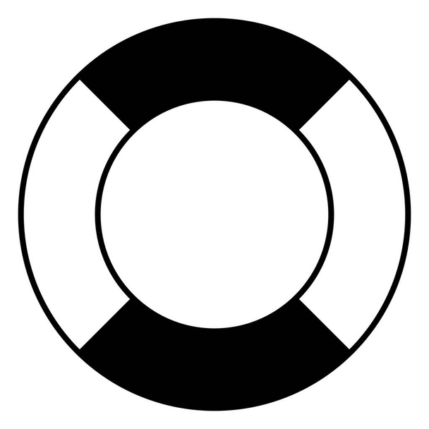 Ilustracja koła ratunkowego, czarno-biały symbol wektora kształt boi pierścienia koła ratunkowego, białe tło - Wektor, obraz