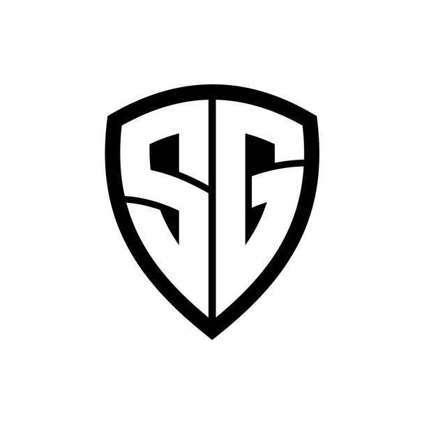 Логотип монограми SG з жирними літерними щитами з шаблоном дизайну чорно-білого кольору - Фото, зображення