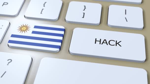 Uruguay Hack ze země nebo Hacker Attack Animation. Státní vlajka země. - Záběry, video