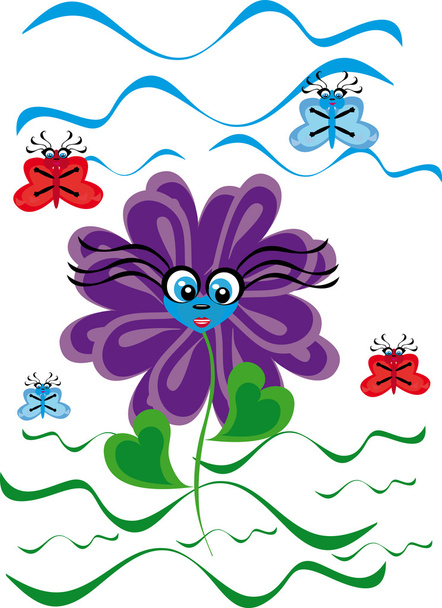 cartoon flower on isolated background - Vector, Image