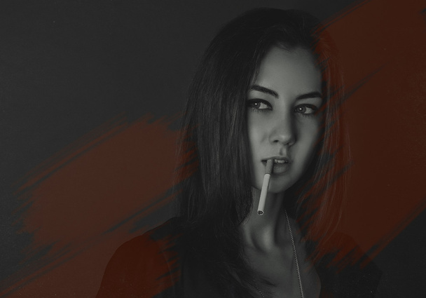 portrait of a girl with a cigarette - Photo, image