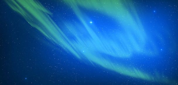 Luces septentrionales verdes atmosféricas en la ionosfera. Aurora boreal textura de fondo. - Foto, imagen
