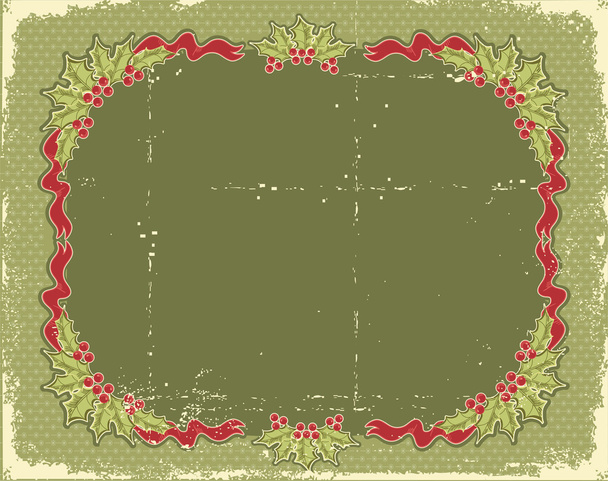 Vintage Christmas card for design with holly berry - Vektor, kép