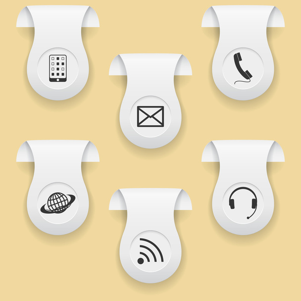 Paper stickers with icons  - Vector, Imagen