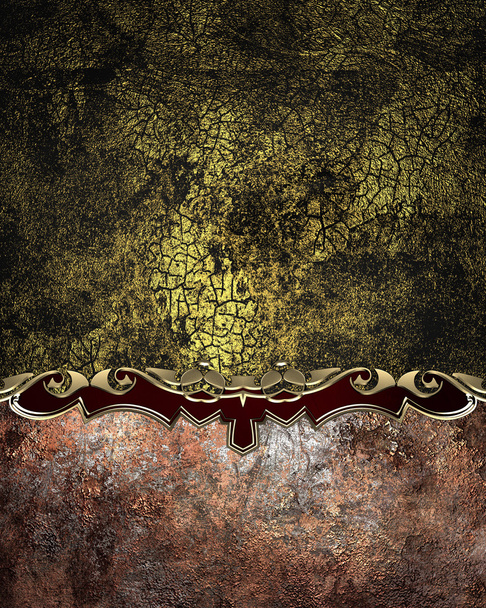 Element for design. Template for design. Black and gold cracked background with grunge nameplate - Foto, Bild