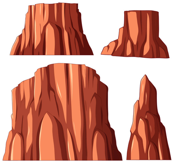 Три стилизованные векторные иллюстрации скалистых скал. - Вектор,изображение