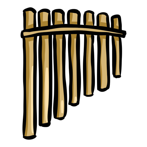 Pan Flauta Instrumento Musical Vector Doodle Icono - Vector, imagen