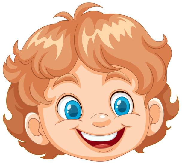 Vector illustratie van een gelukkige, lachende jonge jongen - Vector, afbeelding