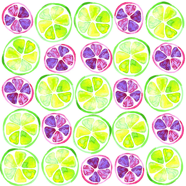 Aquarel naadloze patroon met limoenen (lemmetjes) - Vector, afbeelding