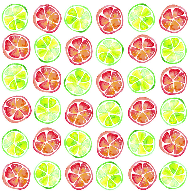 Watercolor seamless pattern with limes - Vector, Image