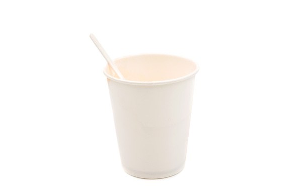 Бумажная чашка с пластиковой ложкой
 - Фото, изображение