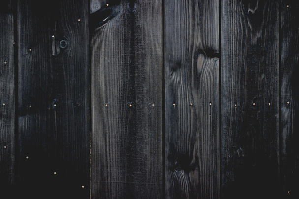 Vieux mur en bois peint en noir - texture ou fond - Photo, image