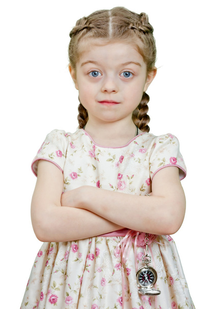 ξανθό κοριτσάκι με ασημένιο ρολόι - Φωτογραφία, εικόνα