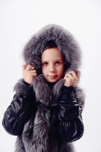 Girl in a fur jacket - 写真・画像