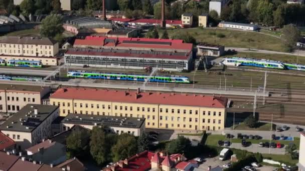 Landscape Main Train Station Rzeszow Aerial View Polsko. Vysoce kvalitní 4K záběry - Záběry, video