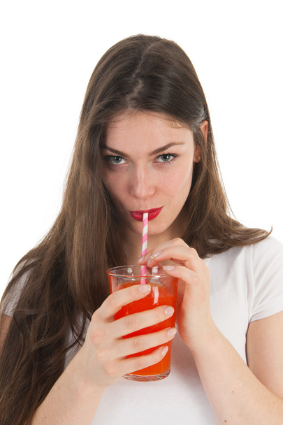 Girl drinking lemonade - Фото, изображение