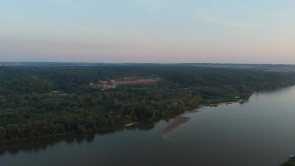 Beautiful Landscape Quarry Forest Hill River Vistula Kazimierz Dolny Aerial View Poland. High quality 4k footage - Footage, Video