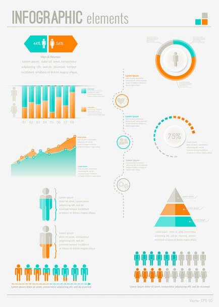 Set elements of infographics. Can be used for work flow layout,presentation, diagram, graph, timeline, chart, business step options. Vector illustration EPS10 - Vector, afbeelding