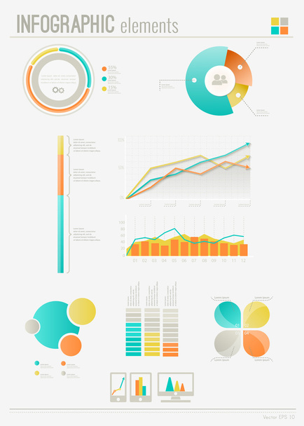 Set elements of infographics. Can be used for work flow layout,presentation, diagram, graph, timeline, chart, business step options. Vector illustration EPS10 - Διάνυσμα, εικόνα