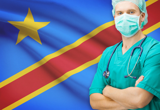 Surgeon with national flag on background series - Democratic Republic of the Congo - Photo, Image
