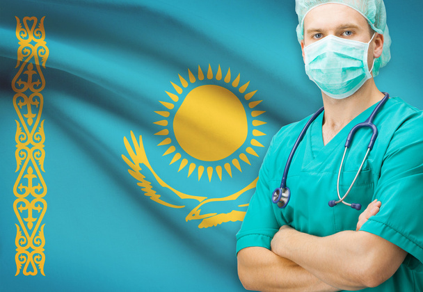 Хирург с национальным флагом на фоне серии - Казахстан - Фото, изображение