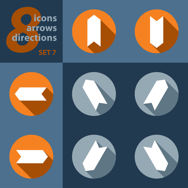 set van acht pictogrammen met pijlen in alle acht richtingen - Vector, afbeelding