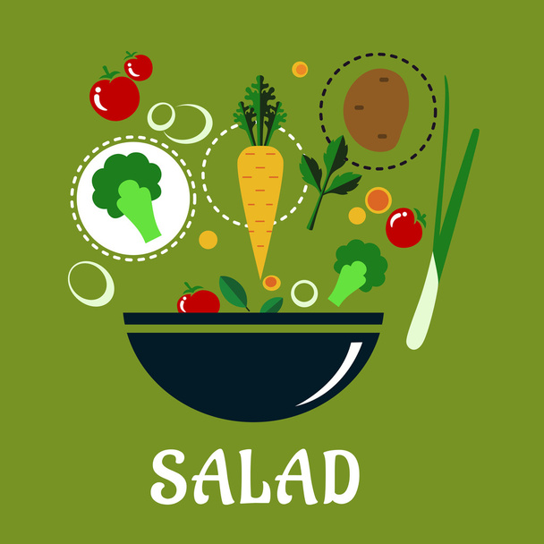 Cooking salad design with vegetables and condiments - Vector, Image