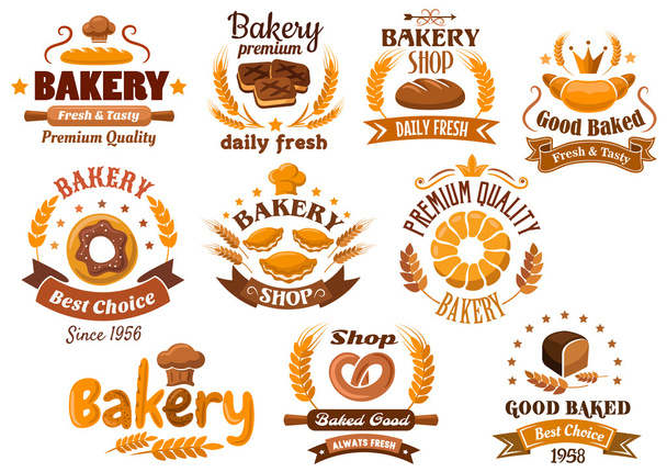 Panadería emblema de la tienda o diseños de letreros
 - Vector, imagen