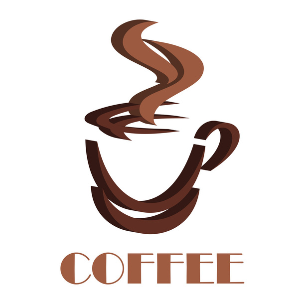 3D gőzölgő kávé csésze szimbólum - Vektor, kép