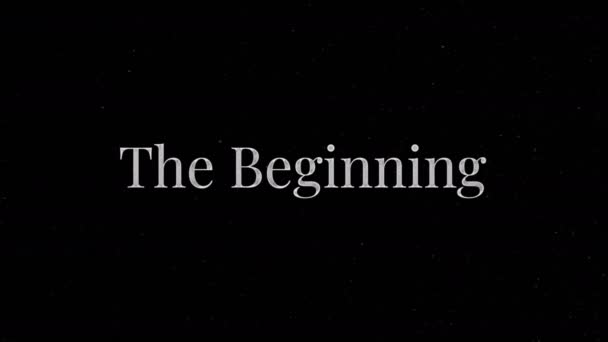 Retro Intro. Vintage pop-up text screen saver with text: The Beginning. A re-created film frame from the silent movies era, showing an intertitle text - The Beginning. - Footage, Video