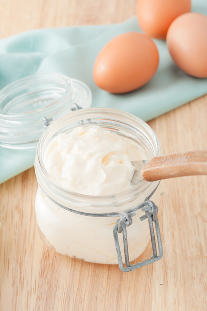 mayonnaise in glass jar - Photo, Image
