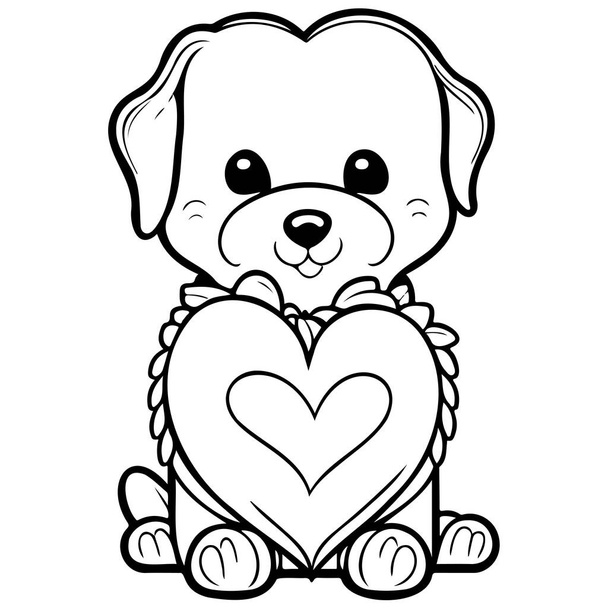 Feliz día de San Valentín cachorro perro amor ilustración boceto dibujar elemento - Vector, imagen