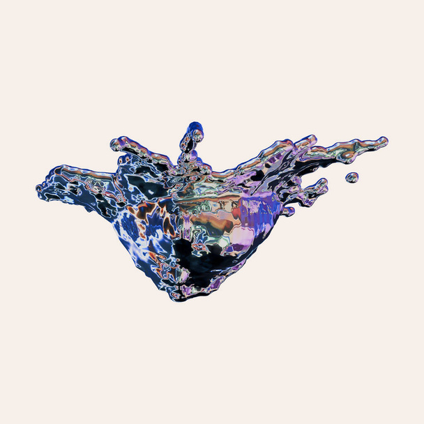 futurista cromo líquido iridiscente abstracto forma metálica 3d render - Foto, Imagen