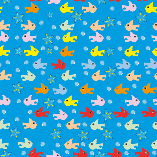 Abstract underwater background with small fishes - Vector, imagen