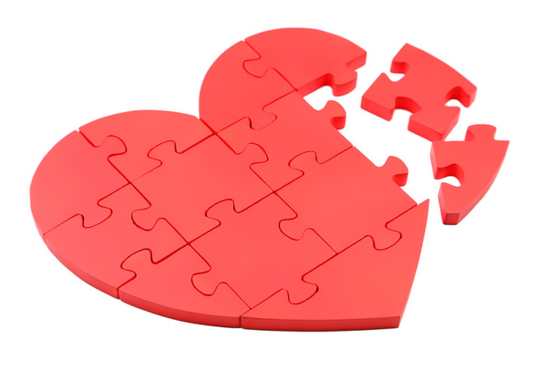 Red puzzle heart - Zdjęcie, obraz