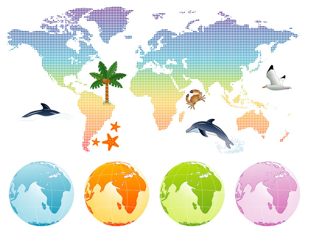 Rainbow map earth - Vetor, Imagem