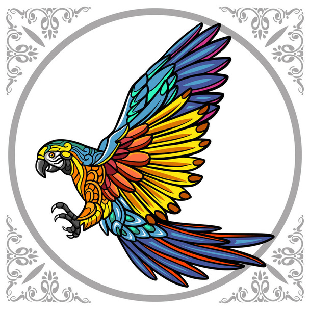 Colorful macaw bird mandala arts, isolated on white background - Vector, Image
