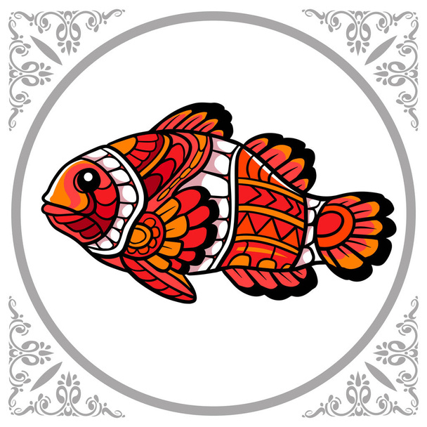 Colorful clown fish mandala arts, isolated on white background - Vector, Image